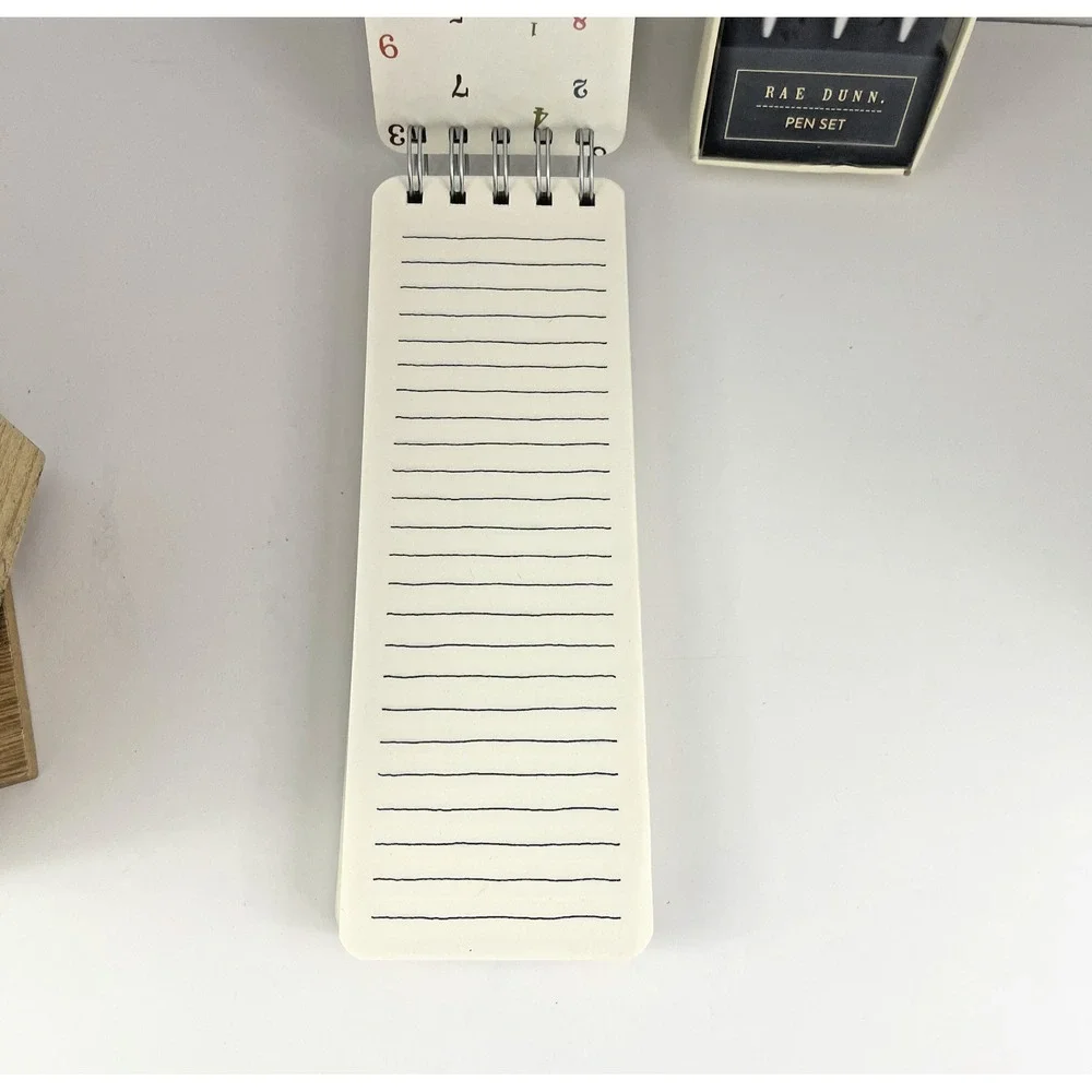 Rae Dunn Notepad and Pen Set with Wooden Desk‎ Organizer